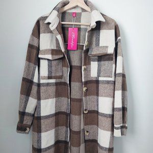 NWT - Brown Plaid Shacket - Size L